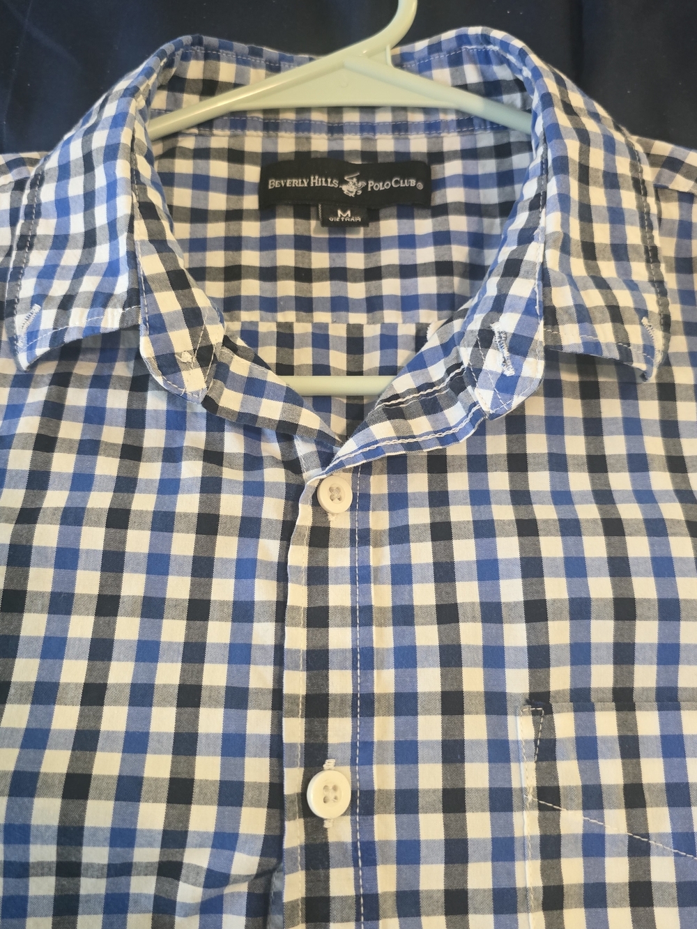 Beverly Hills Polo Club Men's Blue & White Checked Button-Down Shirt